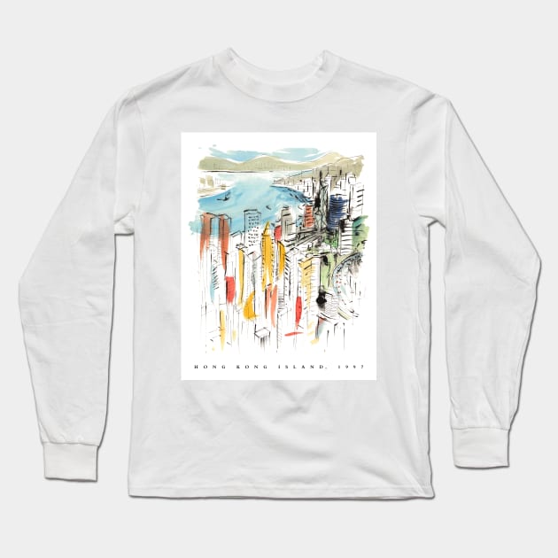 Hong Kong Island Long Sleeve T-Shirt by markvickers41